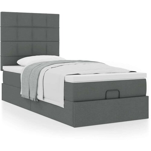 VidaXL otomanski okvir kreveta s madraca tamnosivi 80x200cm od tkanine Slike