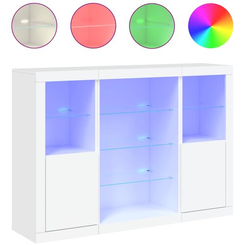 Maison Chic Komoda - Predalnik z LED diodami 3 kosi bel inženirski les, (21722056) Cene