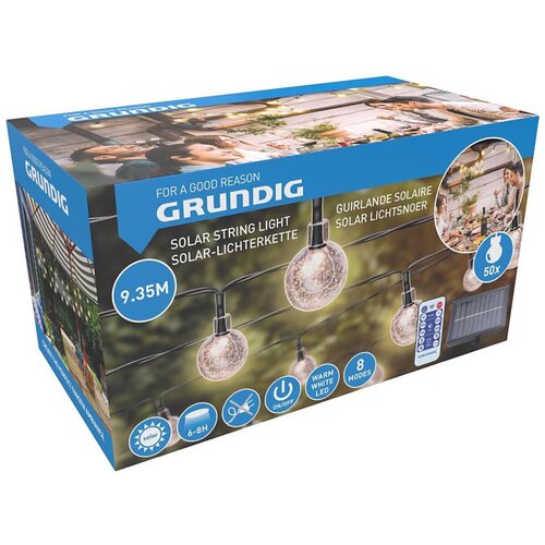 Grundig LED prigu&scaron;iva solarni lanac 50xLED/8 funkcija 9,35m topla bela + daljinski upravljač Cene