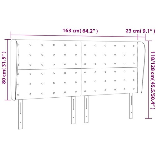  Uzglavlje s u&amp;scaron;ima tamnoplavo 163x23x118/128 cm bar&amp;scaron;unasto Slike
