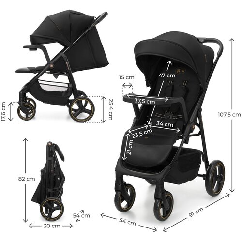 Kinderkraft KOLICA ZA BEBE SA TACNOM TRIG 3 BLACK Slike