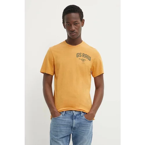 G-star Raw Pamučna majica za muškarce, boja: smeđa, s tiskom