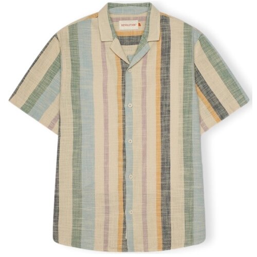 Revolution Srajce z dolgimi rokavi Cuban Shirt S/S 3918 - Dustgreen Večbarvna Cene