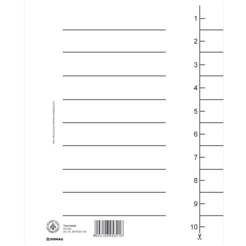 Pregrada KARTONSKA A4 250G PK100 DONAU 8610001-09 BIJELA Cene