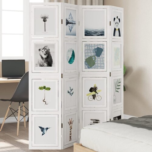  The Living Store Paravan 4-delni bel trden les pavlovnije - Pregrada Za Prostor, (21494121) Slike