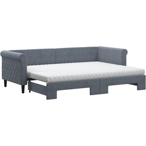 vidaXL izvlečna dnevna postelja z vzmetnico tem. siva 80x200 cm žamet, (20937886) Cene