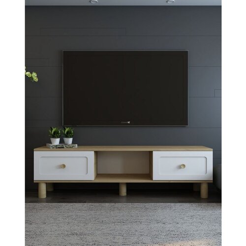 Hanah home Rosalinda Bohem - Sapphıre Oak, White Sapphire OakWhite TV Stand Cene