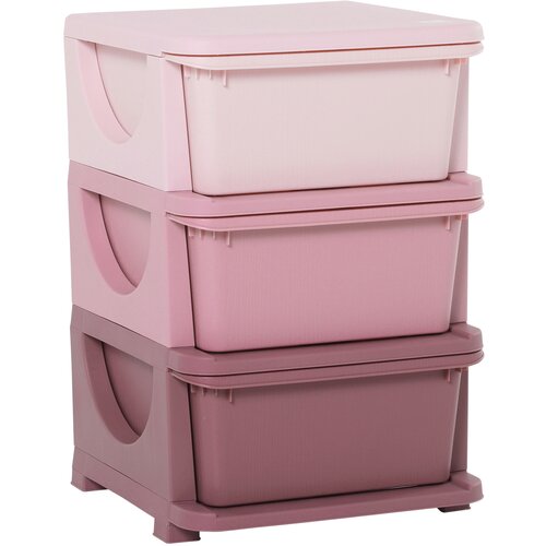 HOMCOM barvni plastični predalnik za otroško sobo s 3 predali, pohištvo za dom in vrtec 37x37x56,5 cm roza, (20752830) Cene