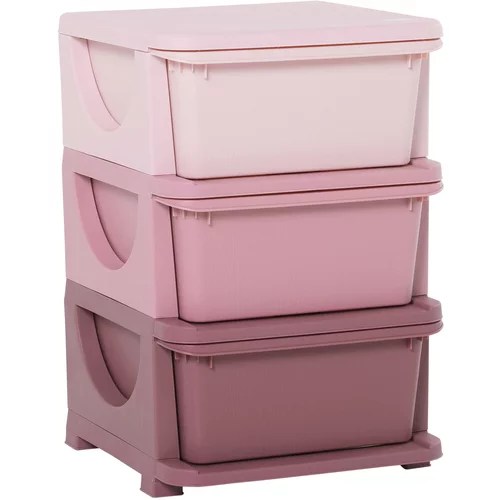 HOMCOM barvni plastični predalnik za otroško sobo s 3 predali, pohištvo za dom in vrtec 37x37x56,5 cm roza, (20752830)