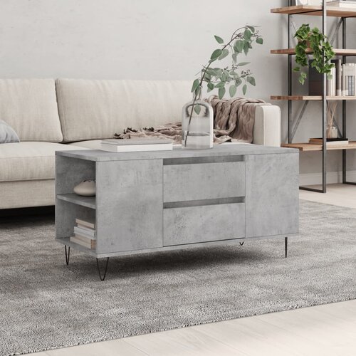  Stolić za kavu boja betona 102x44,5x50 cm od konstruiranog drva Siva Slike