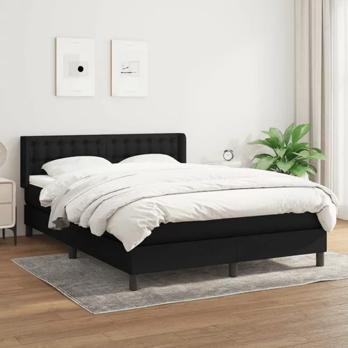  Krevet s oprugama i madracem crni 140 x 190 cm od tkanine