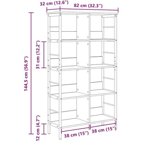 VidaXL Polica Sonoma hrast 82 x 32 x 144,5 cm Konstruirano drvo Slike