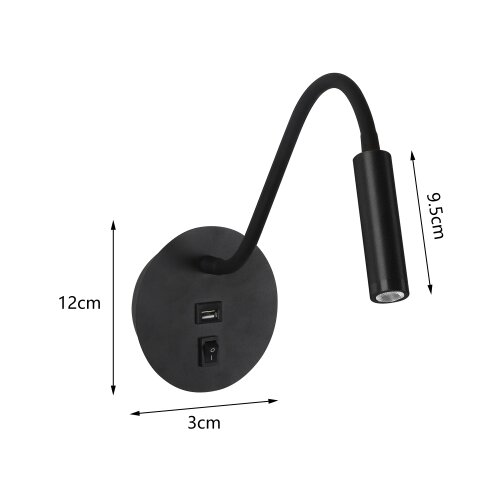  Brilagi - LED fleksibilna zidna lampa sa USB portom MAYA LED/3W/230V crna Slike