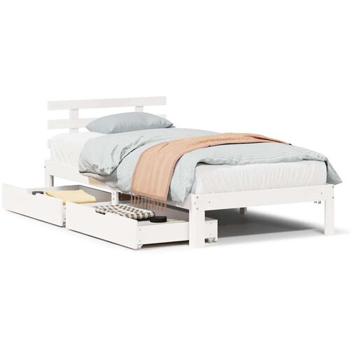 VidaXL Okvir kreveta s ladicama bez madraca bijeli 100x200 cm Slike
