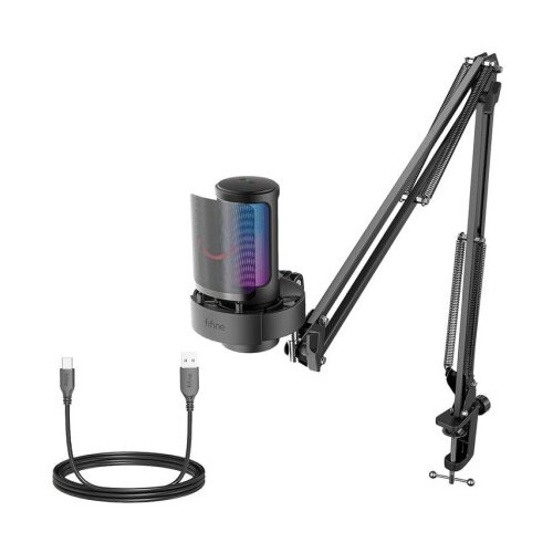 Fifine A8T gaming microphone with rgb and adjustable arm stand - black Slike