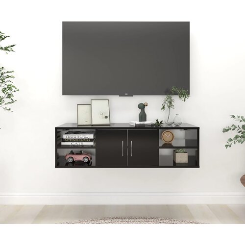 VidaXL zidna polica crna 102 x 30 x 29 cm od iverice Slike