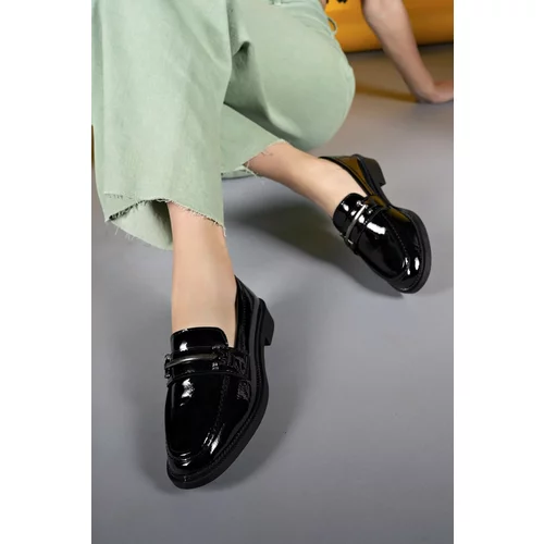 Riccon Esvaqua Women's Loafer 0012102 Black Wrinkled Patent Leather