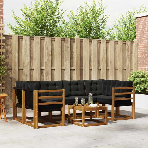  Set vanjskih sofa 7 kom. Prirodna i crna Cene