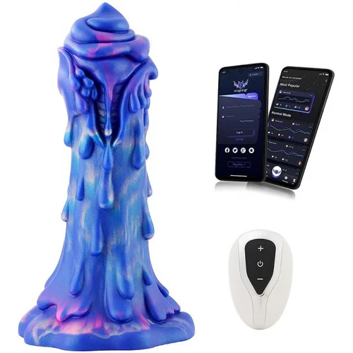 HiSmith WDA030-M Wildolo Designer Series Silicone Dildo Vibrator with App 21.5cm Blue