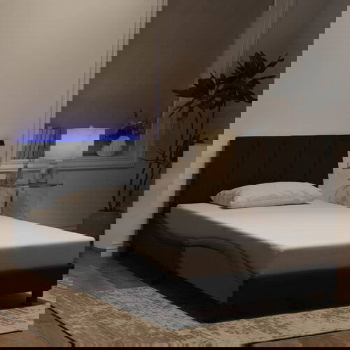  The Living Store Posteljni okvir z LED lučkami črn 100x200 cm žamet - Posteljni Okvir, (21488257) Slike