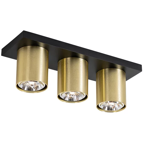 QAZQA Moderni stropni reflektor črn z zlato 3-lučjo - Tubo