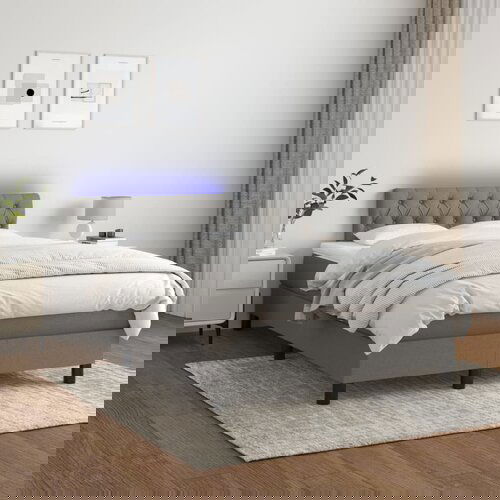 The Living Store Box spring postelja z vzmetnico LED temno siva 120x200 cm blago - Box Spring Postelja, (21517516) Slike