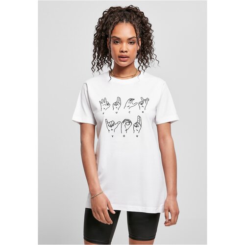 Mister Tee Women's FU T-shirt in sign language white Cene