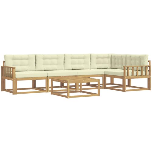  Set vanjskih sofa 6 kom. Bijela i krem Poliester Slike