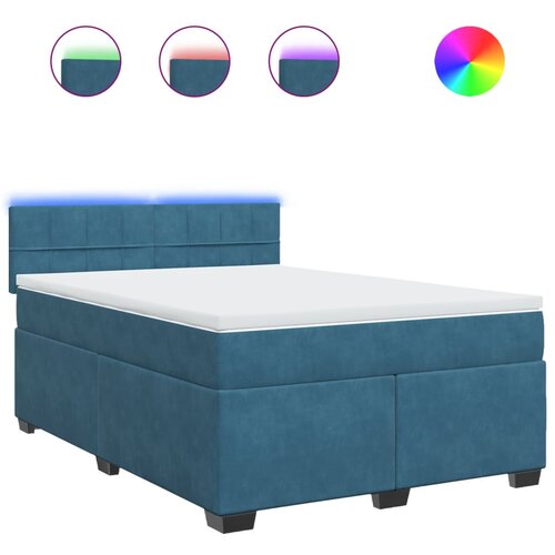 vidaXL Box spring postelja z vzmetnico modra 160x200 cm žamet, (21369304) Cene