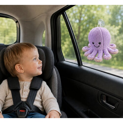  Plush Octopus Plush Toy with Suction Cup, Purple, 16 cm Slike