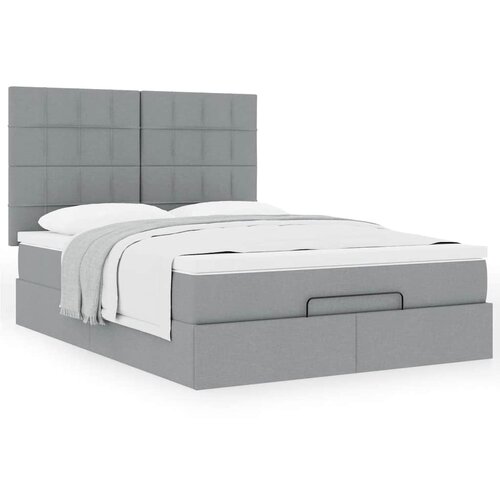 vidaXL Otomanski posteljni okvir z vzmetnico siv 140x190 cm blago Cene