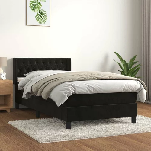 Box spring postelja z vzmetnico črna 90x200 cm žamet, (20791555)