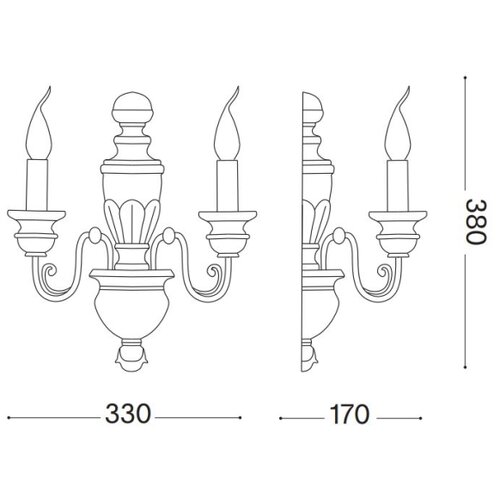 Ideal Lux zidna lampa firenze 2xE14/40W/230V zlatna Slike