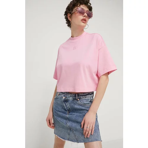 Hugo Bombažna kratka majica ženska, roza barva, 50517790