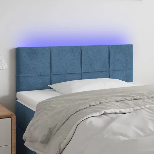 vidaXL LED posteljno vzglavje temno modro 100x5x78/88 cm žamet