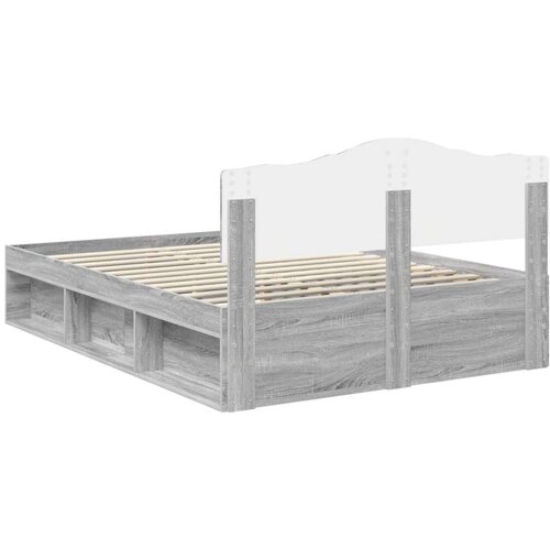  Okvir za krevet s uzglavljem Siva Sonoma 140 x 190 cm Slike