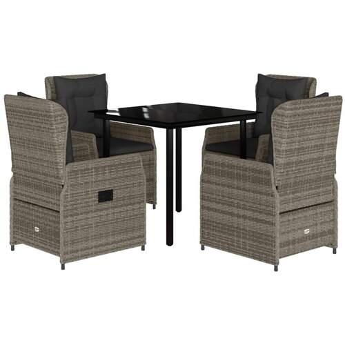  5-dijelni vrtni blagovaonski set sivi od poliratana Siva 80 x 80 x 74 cm Slike