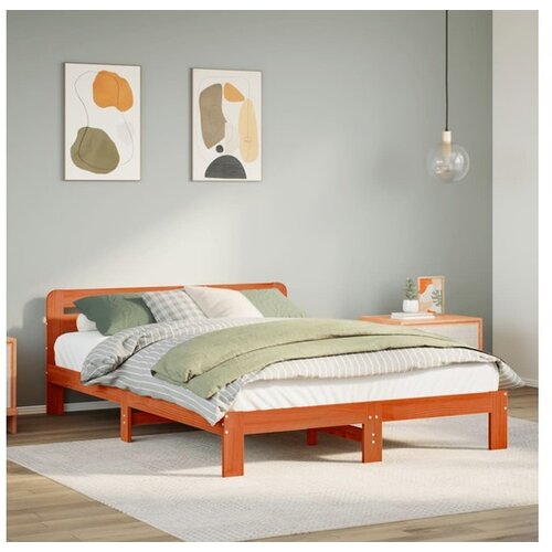VidaXL Okvir kreveta bez madraca vo&amp;scaron;tano smeđi 135x190 cm od borovine Slike