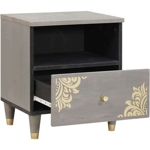 VidaXL Noćni ormar 2 pcs Siva 40 x 33 x 46 cm masivno drvo manga Slike