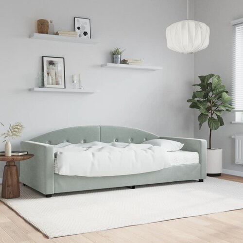 VidaXL Dnevna postelja z vzmetnico svetlo siva 90x200 cm žamet Slike