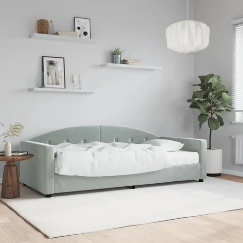 vidaXL Dnevna postelja z vzmetnico svetlo siva 90x200 cm žamet
