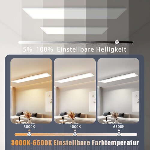 Nettlife LED panel 120x30 zatemnljiv z daljinskim upravljalnikom 40W črne barve, (22111249) Slike