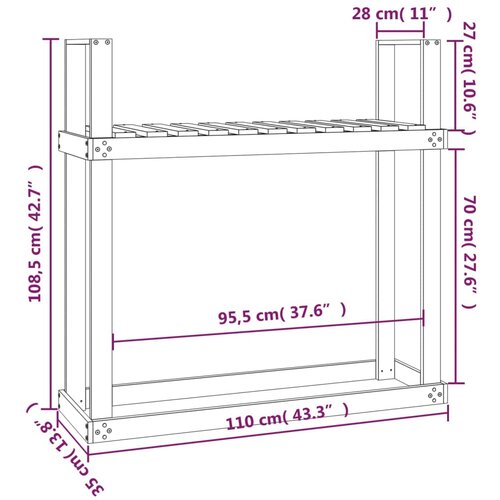VidaXL Stalak za drva za ogrjev 110 x 35 x 108 5 od masivne duglazije Slike