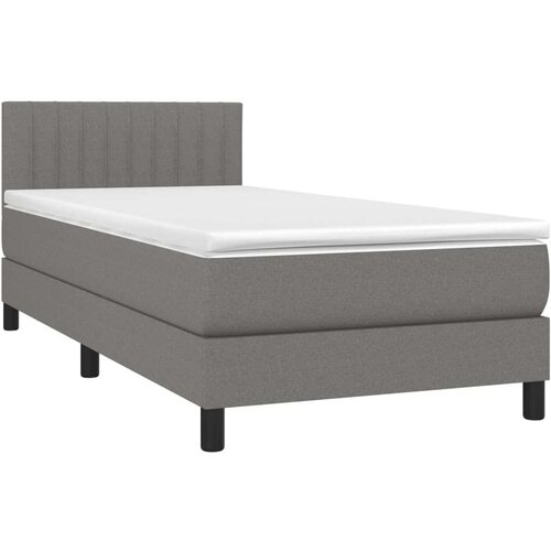  Krevet s oprugama i madracem tamnosivi 90 x 190 cm od tkanine Slike
