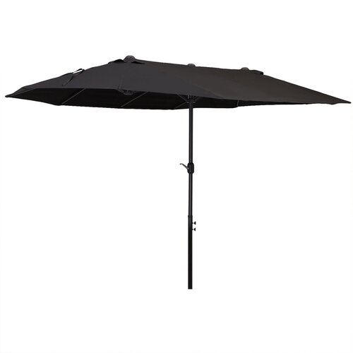Outsunny Vrtni dežnik 460x270x240cm Dvojni dežnik z odpiranjem z ročico, iz jekla in poliestra, črn, (20744463) Cene