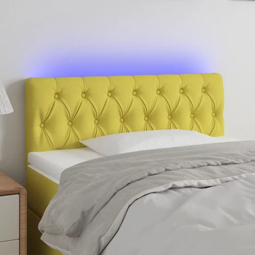 vidaXL LED posteljno vzglavje zeleno 100x7x78/88 cm blago