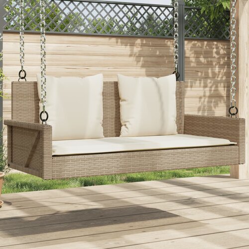 vidaXL Gugalna klop z blazinami bež 119x56x48 cm poli ratan Cene
