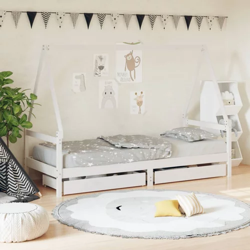  za dječji krevet s ladicama bijeli 90 x 200 cm borovina