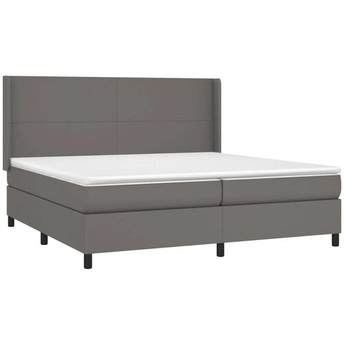  Krevet box spring s madracem LED sivi 200x200cm od umjetne kože Slike