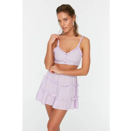 Trendyol Lilac Ruffle Detailed Blouse-Skirt Set